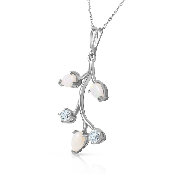 SOLID GOLD NECKLACE WITH OPALS & AQUAMARINES